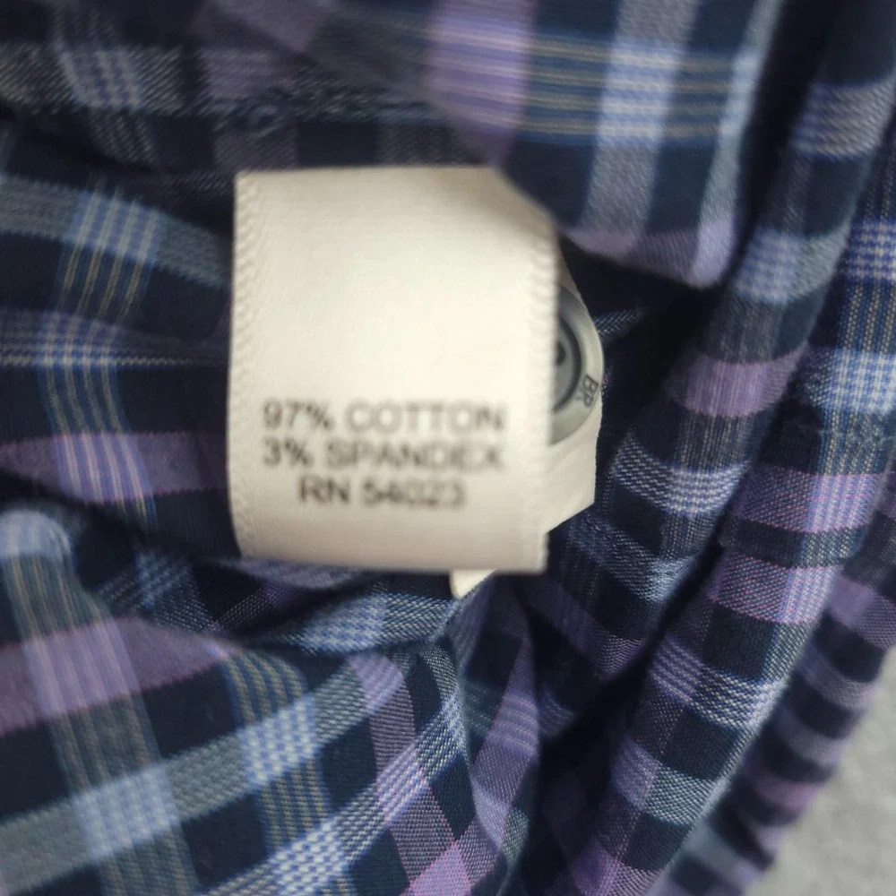 Banana Republic Shirt Mens L Blue Check Long Sleeve Snap Western Stretch Casual